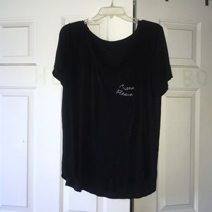 Black ‘Coffee Please’ Slogan shirt w/front pocket